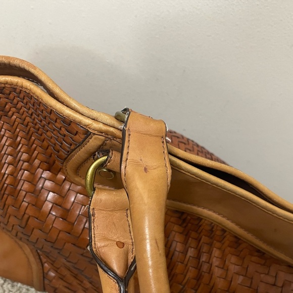 Vintage Cole Haan basket weave Tan Woven Leather Tote boho chic coastal - Picture 9 of 16